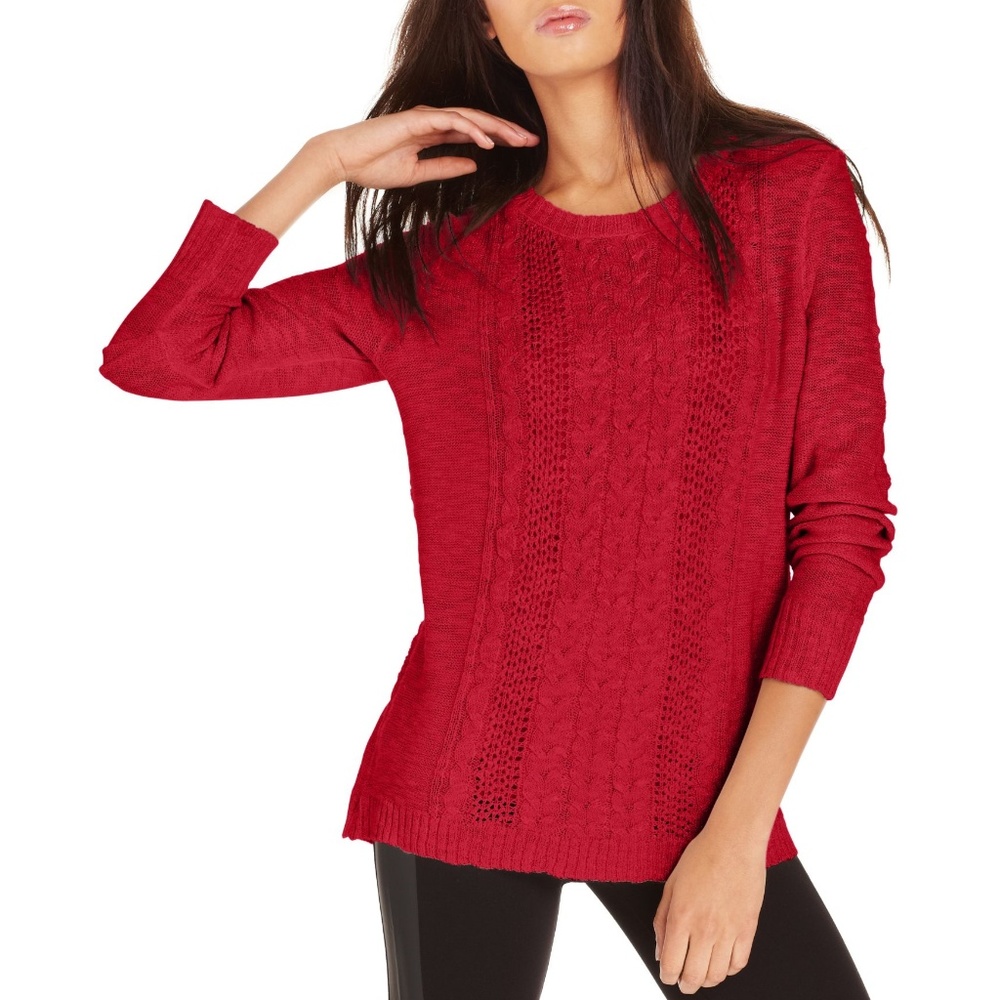 Kensie Open-Stitch Cable Knit Pullover Sweater, XS - Picture 1 of 3